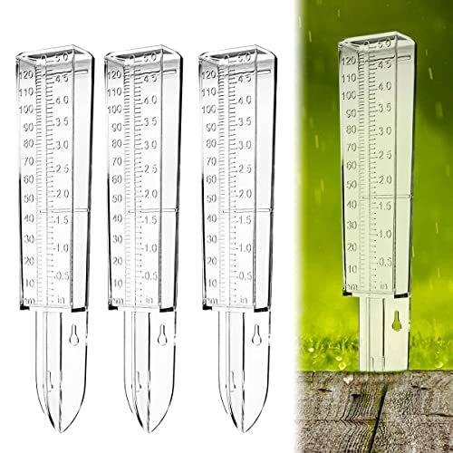 NC DBAILY Pluviómetro,3 Pcs El Plastico con Escala 120mm Cuadrado Pluviómetro Preciso Transparente para Jardín Patio Tierras De Cultivo Monitoreo del Clima